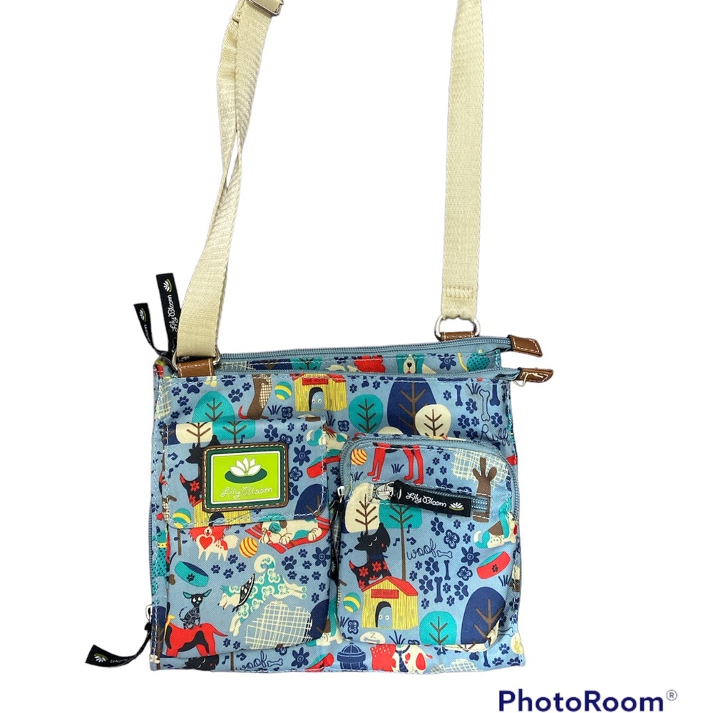LILY BLOOM Whimsical Doggie Messenger Bag - Woof! In good condition!